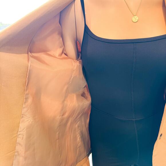 June Camel/Tan Tailored Fluid Button Down Blazer by Francesca's - Size: Large - Picture 7 of 8